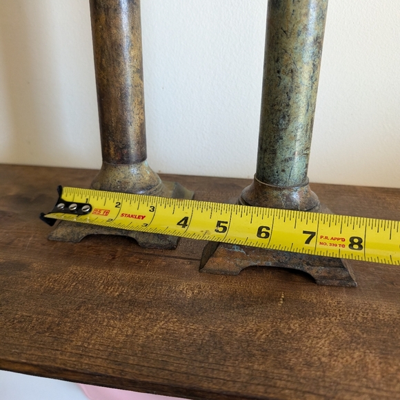 Antique Copper Candlesticks Vintage Large Rare Pair of Beautiful Pieces Valuable - Picture 9 of 9